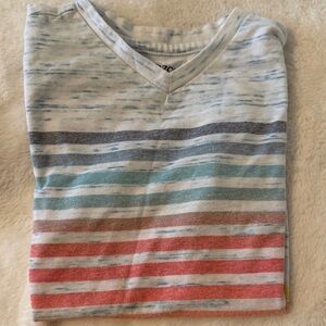 Arizona Jean Company Striped V-Neck Tee - Red, Blue, Green